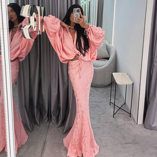Damen Elegantes und luftiges Ensemble mit voluminösen Ärmeln EB