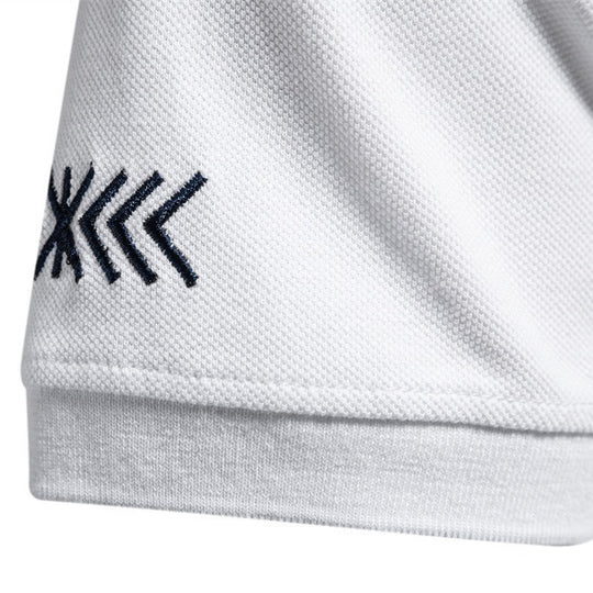 Herren nan legeres Polo mit kurzer Knopfleiste, gesticktem Pfeilmotiv-Panel und Stehkragen EB