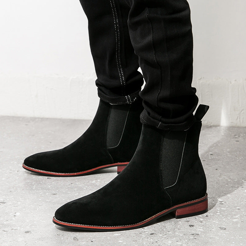 Damen elegante Chelsea-Stiefel aus weichem Wildleder mit elastischen Einsätzen EB