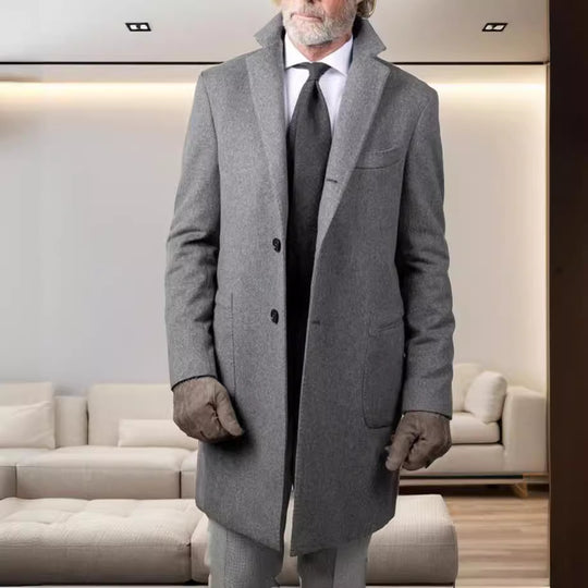 Herren eleganter Baumwolltrenchcoat mit edlen Taschen und modernem Schnitt EB