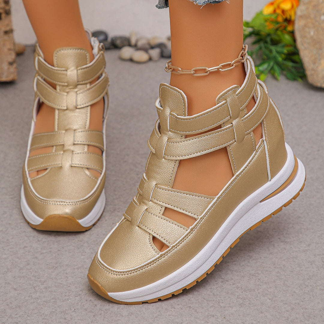 Damen Sportliche Plateau-Sandale mit geflochtenem Riemen und dämpfender Profilsohle EB