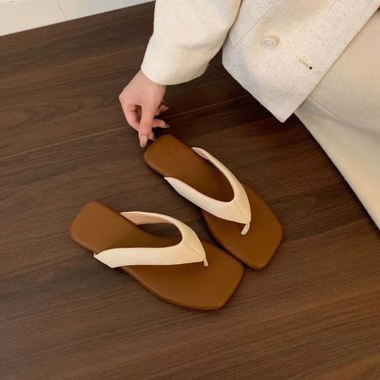 Damen modische Zehentrenner-Pantoletten mit ergonomischem Fußbett und elegantem Design EB