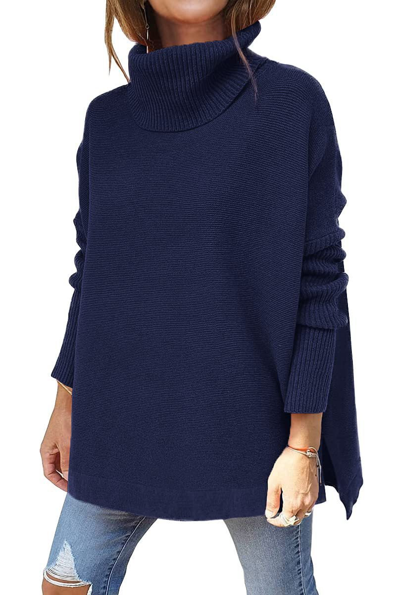 Damen Oversized Rollkragenpullover mit Strukturmuster EB