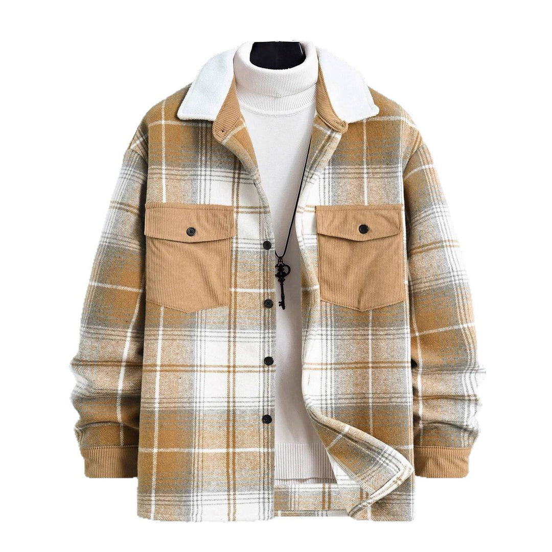 Herren Karo-Flanelljacke mit zwei Brusttaschen und weichem Kragen EB