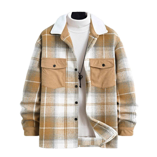 Herren Karo-Flanelljacke mit zwei Brusttaschen und weichem Kragen EB