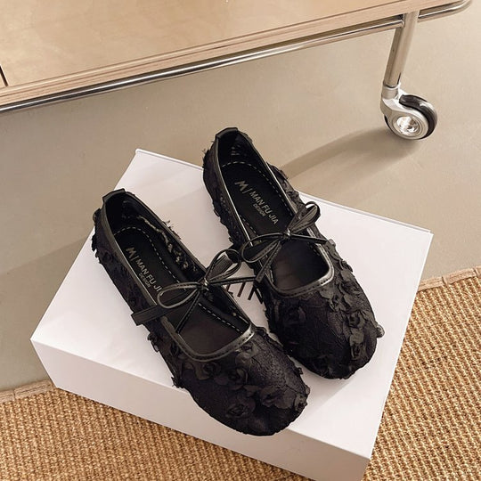 Damen Ballerinas mit floralem Spitzen-Design EB