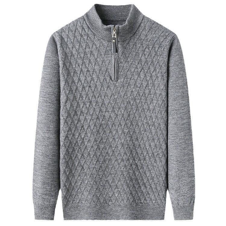 Herren Strickpullover mit modernem Rautenmuster und Reißverschluss EB
