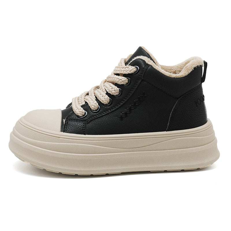 Damen modische High-Top Sneakers mit flauschigem Innenfutter und robuster Profilsohle EB