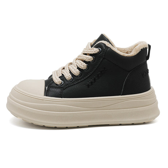 Damen modische High-Top Sneakers mit flauschigem Innenfutter und robuster Profilsohle EB