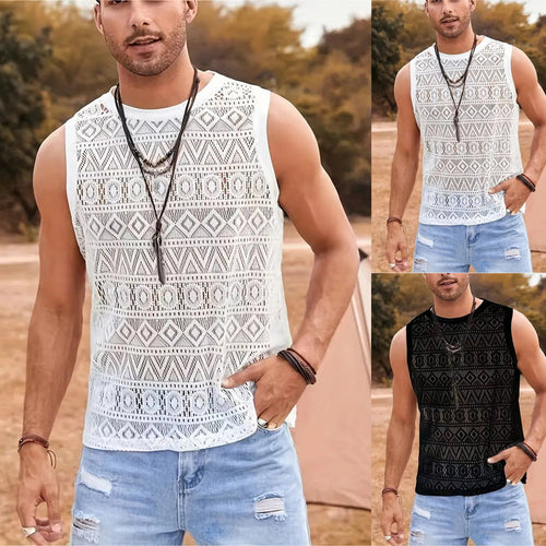 Herren Ärmelloses Netzshirt mit strukturiertem Design EB