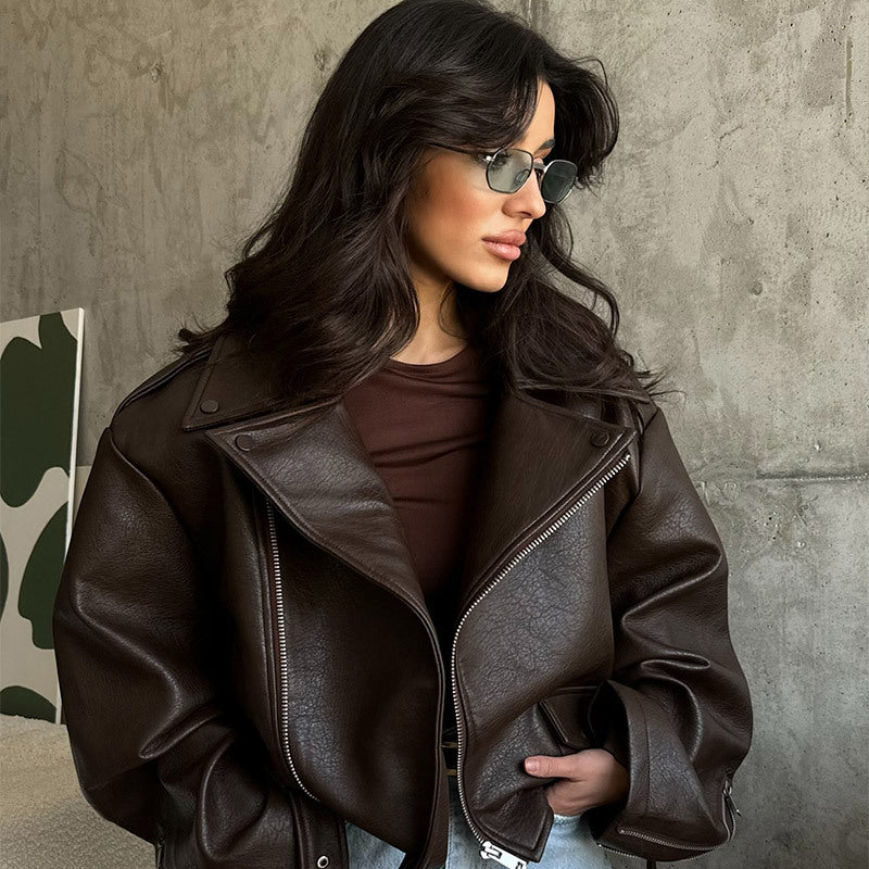 Damen Modische jacke mit großzügigem Schnitt und Taillengürtel EB