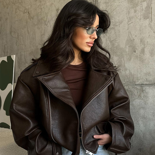 Damen Modische jacke mit großzügigem Schnitt und Taillengürtel EB