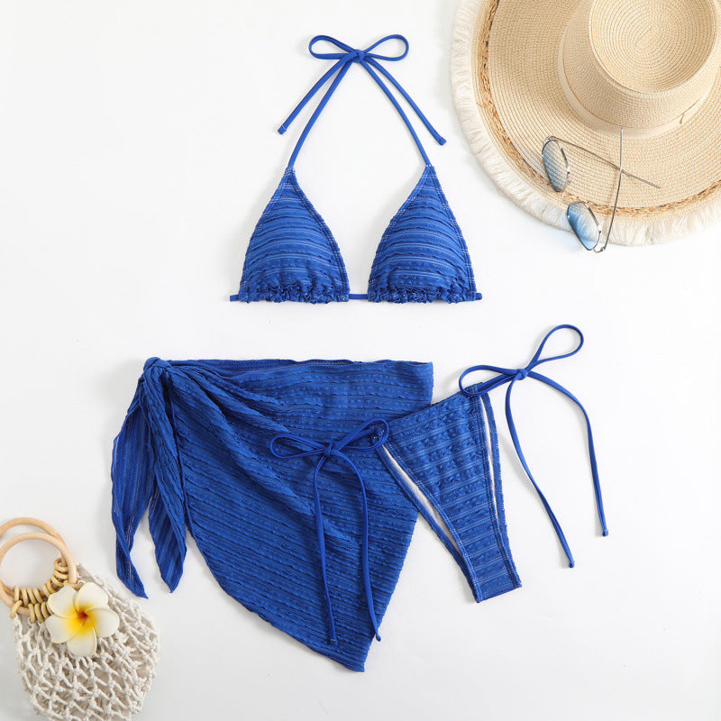 Damen Triangel-Bikini mit rüschendetails und modischer Wickelrock-Optik EB
