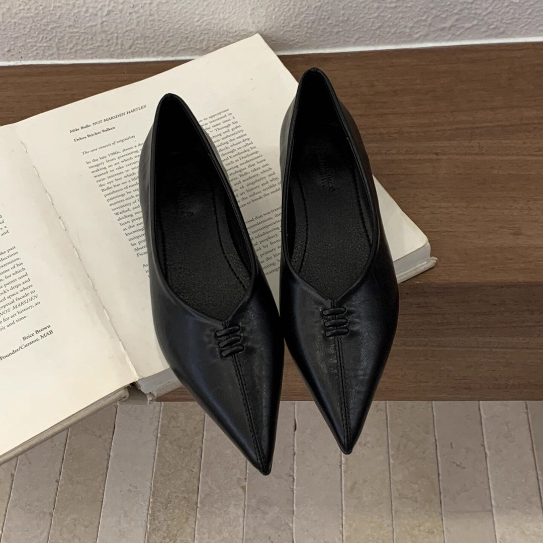 Damen elegante spitze Ballerinas mit modischem Metallfussbett EB
