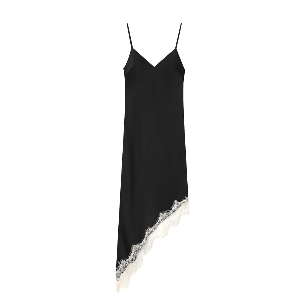 Damen Satin Nachthemd mit elegantem Spitzenbesatz EB