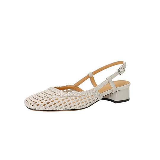 Damen Slingback Sandalen mit elegantem Geflecht und bequemer Sohle EB