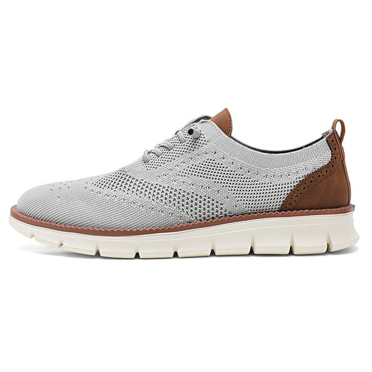 Herren nan gestrickter Business-Casual Schnürer mit Wingtip-Zierlochung und flexibler EVA-Sohle EB
