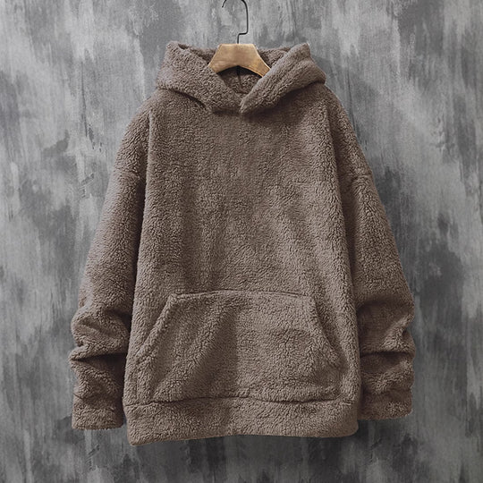 Damen Kuscheliger Fleece-Pullover mit Kapuze und praktischen Taschen EB