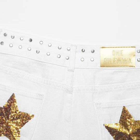 Damen-Shorts mit dekorativem Nietenbund und modernem Schnitt EB