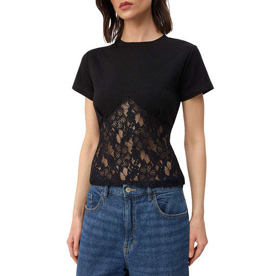 Damen Elegantes Oberteil aus Spitze und Jersey EB