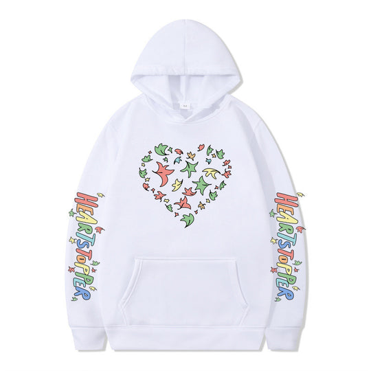 Damen Kapuzenpullover mit kreativem Herz- und Blattmotiv EB