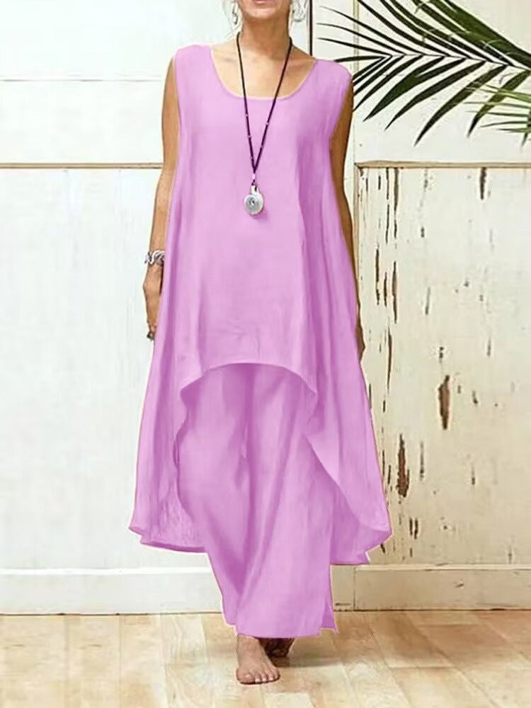 Damen Fließendes Tunika Maxi Overall EB