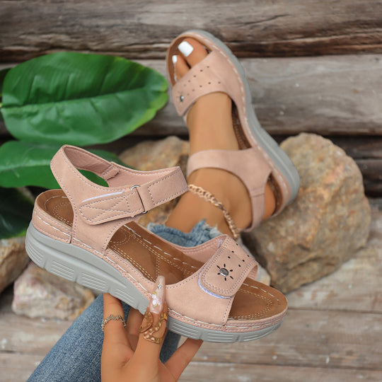 Damen Komfort-Sandalen mit verstellbarem Klettverschluss und rutschfester Sohle EB