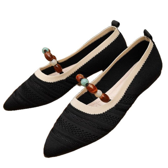 Damen elegante Ballerinas mit modischer Applikation EB