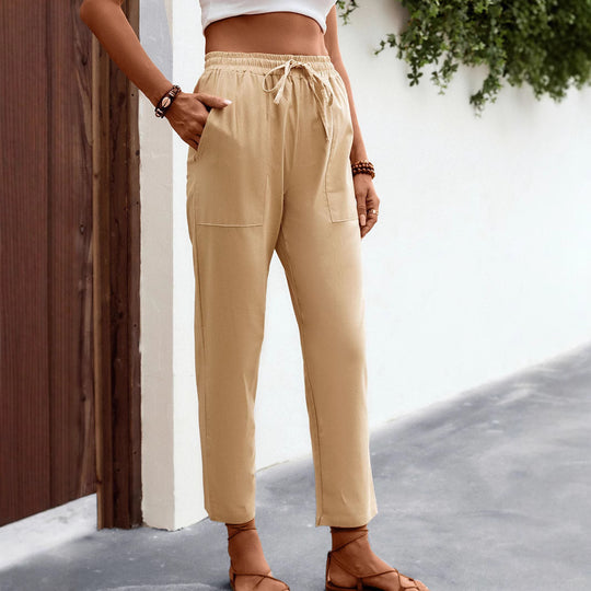 Damen luftige Freizeithose mit praktischen Seitentaschen und elastischem Bund EB