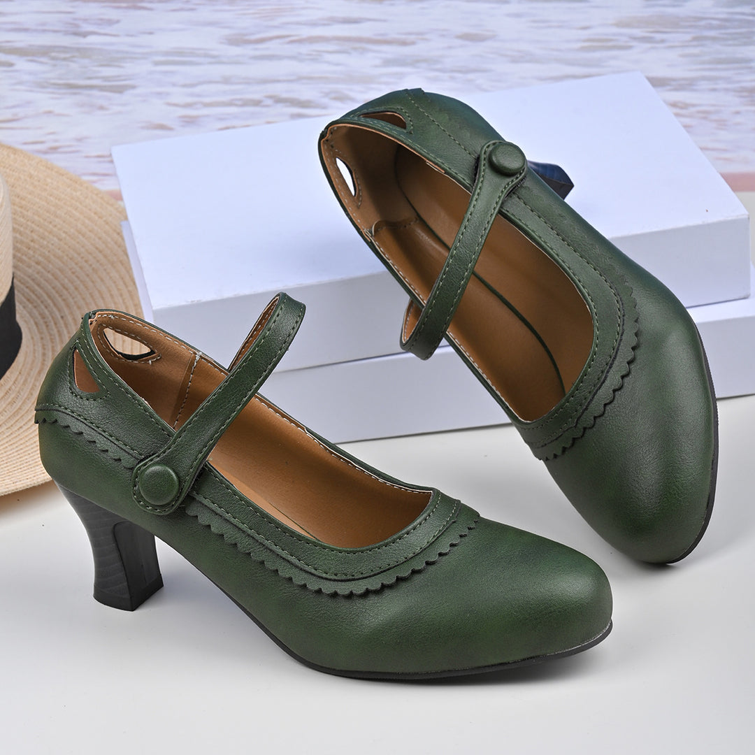 Damen Absatzschuhe mit verstellbarem Riemen und eleganter Schnalle EB