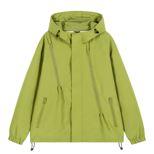Herren nan technische Kapuzenjacke mit wasserabweisendem Softshell, schrägen Reißverschlusstaschen und verstellbarem Saum EB