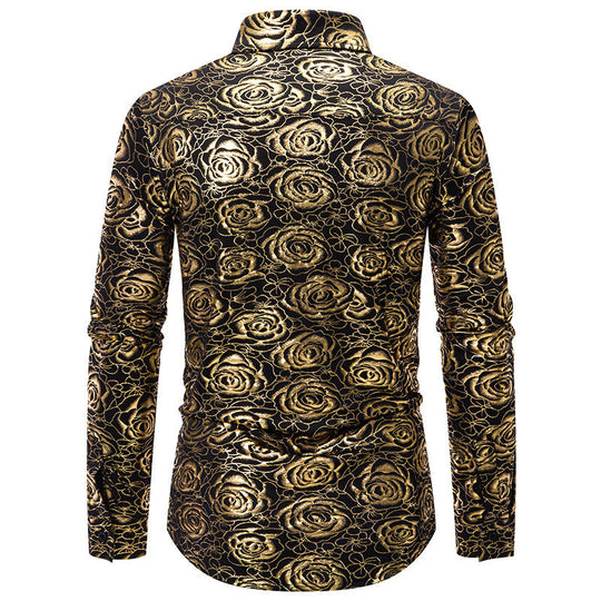 Herren Langarmhemd mit floralem Gold-Design EB