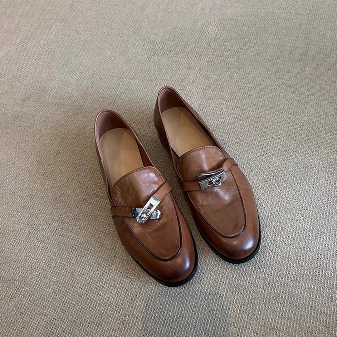 Damen elegante Loafer mit modischen Schnallenakzenten EB