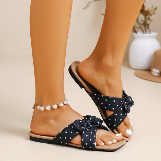 Damen modische Slippers mit Schleifen-Applikation EB