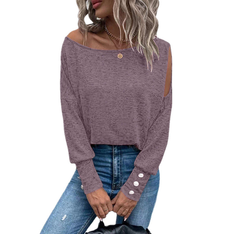 Damen Off-Shoulder Oberteil mit Knopfdetails EB