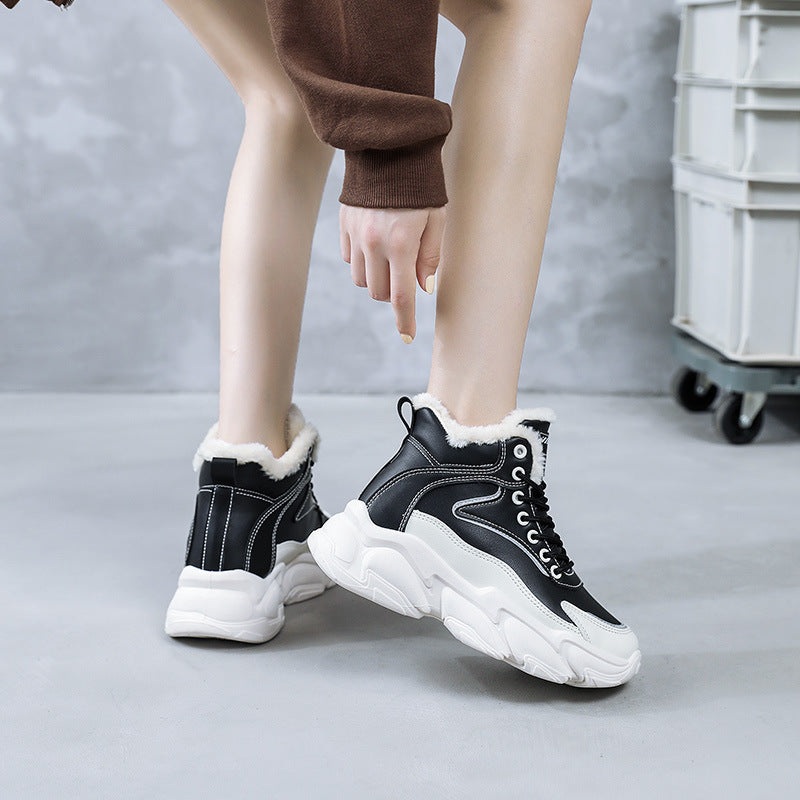 Damen warme High-Top Sneakers mit kuscheligem Innenfutter und robustem Sohlenprofil EB