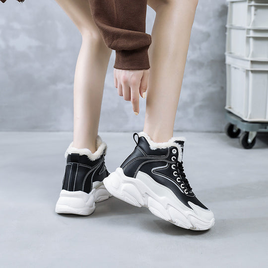 Damen warme High-Top Sneakers mit kuscheligem Innenfutter und robustem Sohlenprofil EB