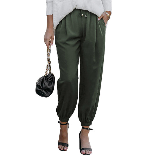 Damen Lässige Freizeithose mit Elastischem Bund und Praktischen Taschen EB