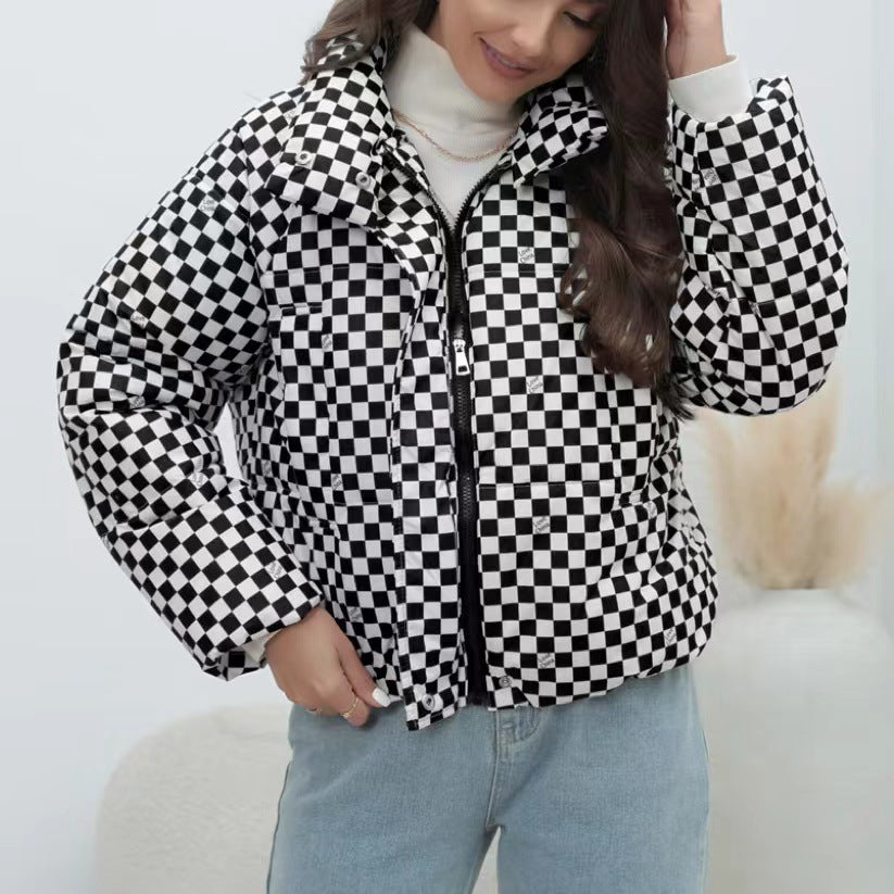 Damen Winddichte Steppjacke mit hochgeschlossenem Kragen EB