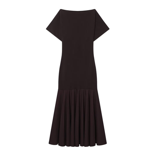 Damen Elegantes Maxikleid mit schwingendem Rock und asymmetrischem Ausschnitt EB