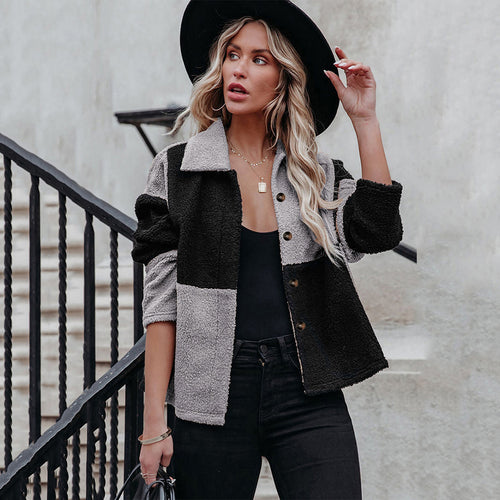Damen Gemütliche Teddyjacke mit Statement-Kragen EB