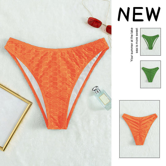 Damen Hochgeschnittenes Bikini-Unterteil mit strukturierter Textur EB