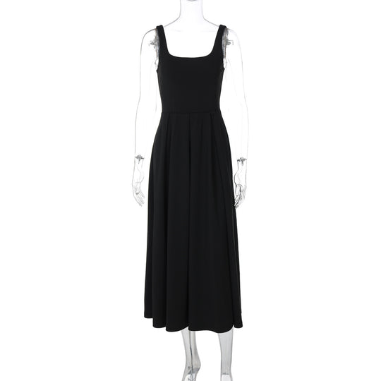 Damen Elegantes Maxikleid mit A-Linie und breiten Trägern EB