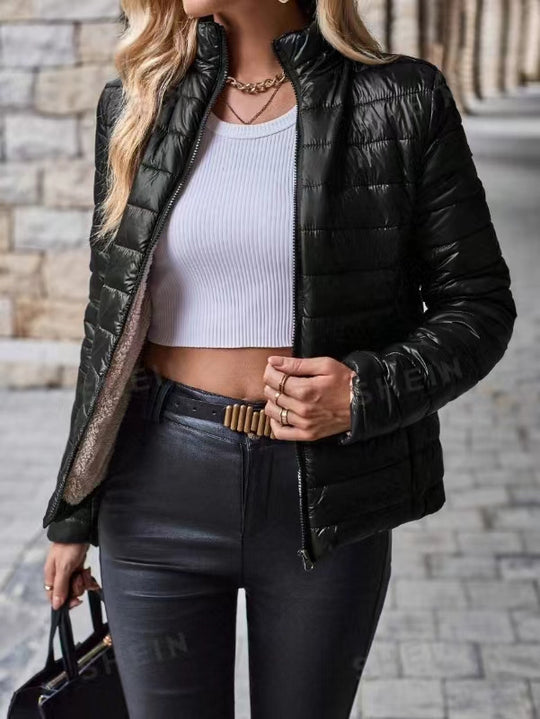 Damen Steppjacke mit Teddyfutter und Stehkragen EB