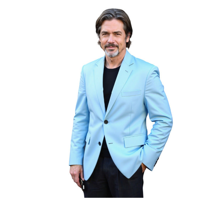 Herren nan taillierter Business-Blazer aus Stretchgewebe mit Brusttasche und schlanker Silhouette EB