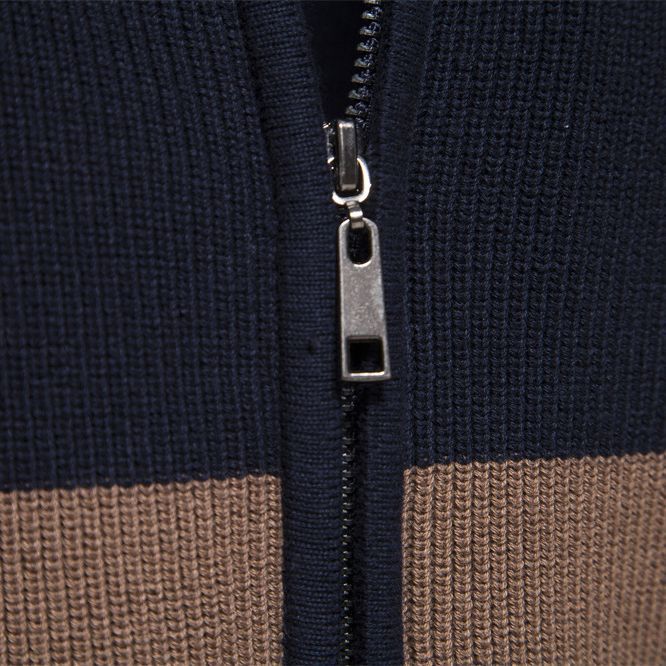 Herren Strickjacke mit modischem Farbblockdesign und hochwertigem Reißverschluss EB