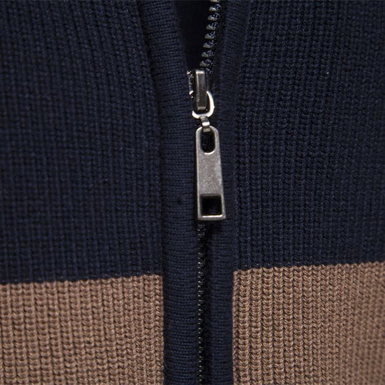 Herren Strickjacke mit modischem Farbblockdesign und hochwertigem Reißverschluss EB
