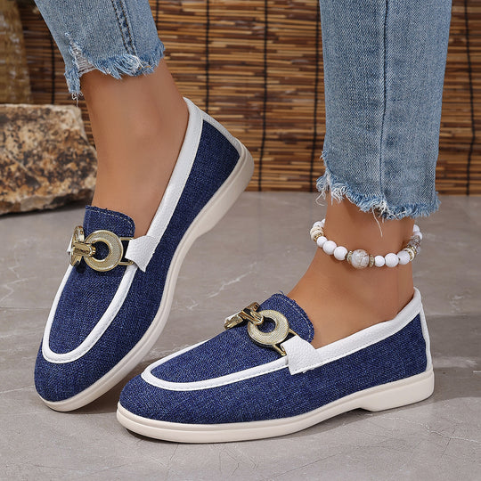 Damen modische Slipper mit elegantem Goldverzierungsdetail EB