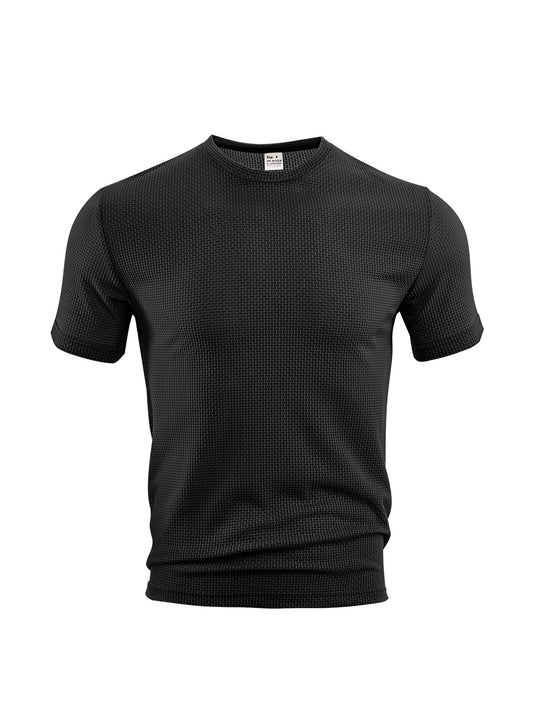 Herren nan Waffelstruktur-T-Shirt mit Rundhalsausschnitt und körpernaher Passform EB