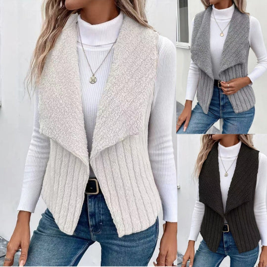 Damen Kuschelige Weste mit asymmetrischem Schnitt und hohem Kragen EB